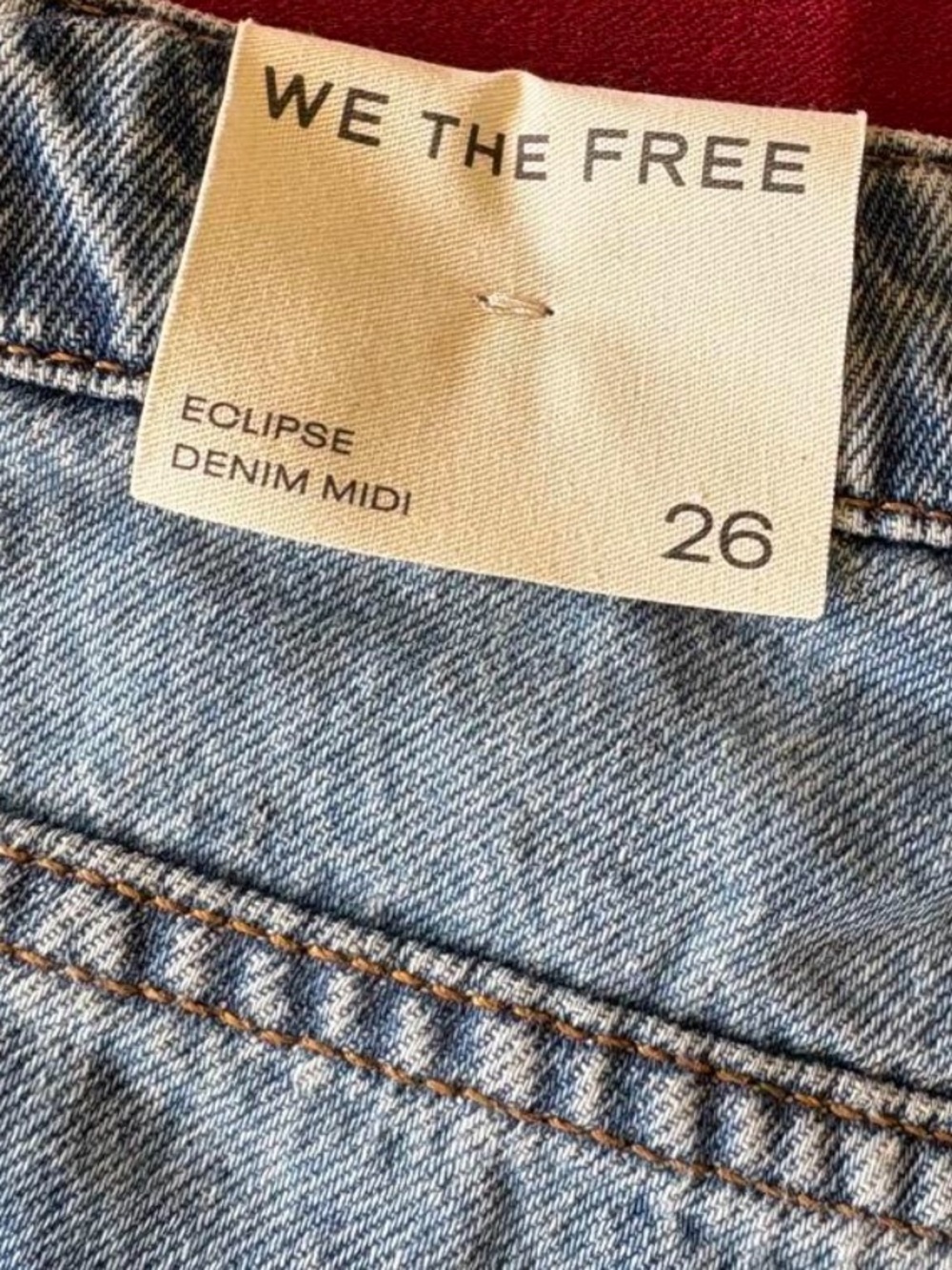 Free People Eclipse Denim Midi Skirt NWT 26 A-Line Full Sweep Sold Out - Picture 7 of 7